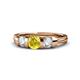 1 - Raea Lab Created Yellow Sapphire and Diamond Three Stone Engagement Ring 