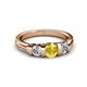 3 - Raea Lab Created Yellow Sapphire and Diamond Three Stone Engagement Ring 