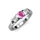 2 - Raea Lab Created Pink Sapphire and Diamond Three Stone Engagement Ring 