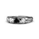 1 - Raea Black and White Diamond Three Stone Engagement Ring 