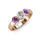 3 - Naava Diamond and Amethyst Three Stone Engagement Ring 