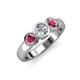 3 - Naava Diamond and Rhodolite Garnet Three Stone Engagement Ring 