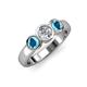 3 - Naava Diamond and London Blue Topaz Three Stone Engagement Ring 