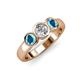 3 - Naava Diamond and London Blue Topaz Three Stone Engagement Ring 