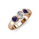 3 - Naava Diamond and Blue Sapphire Three Stone Engagement Ring 