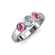 3 - Naava Diamond and Pink Sapphire Three Stone Engagement Ring 