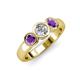 3 - Naava Diamond and Amethyst Three Stone Engagement Ring 