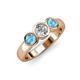3 - Naava Diamond and Blue Topaz Three Stone Engagement Ring 
