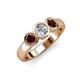3 - Naava Diamond and Red Garnet Three Stone Engagement Ring 