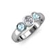 3 - Naava Diamond and Aquamarine Three Stone Engagement Ring 