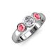 3 - Naava Diamond and Pink Tourmaline Three Stone Engagement Ring 