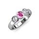 2 - Naava Lab Created Pink Sapphire and Diamond Three Stone Engagement Ring 