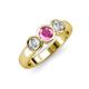 2 - Naava Lab Created Pink Sapphire and Diamond Three Stone Engagement Ring 
