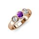 2 - Naava Amethyst and Diamond Three Stone Engagement Ring 