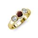2 - Naava Red Garnet and Diamond Three Stone Engagement Ring 