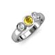 2 - Naava Lab Created Yellow Sapphire and Diamond Three Stone Engagement Ring 