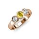 2 - Naava Lab Created Yellow Sapphire and Diamond Three Stone Engagement Ring 