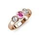 2 - Naava Lab Created Pink Sapphire and Diamond Three Stone Engagement Ring 