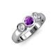 2 - Naava Amethyst and Diamond Three Stone Engagement Ring 