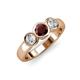 2 - Naava Red Garnet and Diamond Three Stone Engagement Ring 
