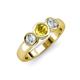 2 - Naava Lab Created Yellow Sapphire and Diamond Three Stone Engagement Ring 