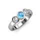 2 - Naava Blue Topaz and Diamond Three Stone Engagement Ring 