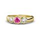 1 - Naava Lab Created Pink Sapphire and Diamond Three Stone Engagement Ring 