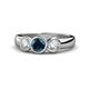 1 - Naava Blue and White Diamond Three Stone Engagement Ring 