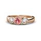 1 - Naava Pink Tourmaline and Diamond Three Stone Engagement Ring 
