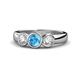 1 - Naava Blue Topaz and Diamond Three Stone Engagement Ring 