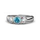 1 - Naava London Blue Topaz and Diamond Three Stone Engagement Ring 