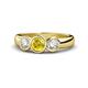 1 - Naava Lab Created Yellow Sapphire and Diamond Three Stone Engagement Ring 