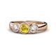 1 - Naava Lab Created Yellow Sapphire and Diamond Three Stone Engagement Ring 