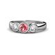 1 - Naava Pink Tourmaline and Diamond Three Stone Engagement Ring 
