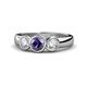 1 - Naava Iolite and Diamond Three Stone Engagement Ring 