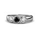 1 - Naava Black and White Diamond Three Stone Engagement Ring 