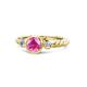 1 - Azalea Pink Sapphire and Diamond Three Stone Engagement Ring 