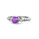 1 - Azalea Amethyst and Diamond Three Stone Engagement Ring 
