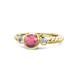 1 - Azalea Rhodolite Garnet and Diamond Three Stone Engagement Ring 