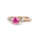 1 - Azalea Pink Sapphire and Diamond Three Stone Engagement Ring 
