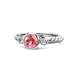 1 - Azalea Pink Tourmaline and Diamond Three Stone Engagement Ring 