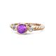1 - Azalea Amethyst and Diamond Three Stone Engagement Ring 