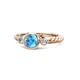 1 - Azalea Blue Topaz and Diamond Three Stone Engagement Ring 
