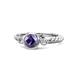 1 - Azalea Iolite and Diamond Three Stone Engagement Ring 