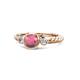 1 - Azalea Rhodolite Garnet and Diamond Three Stone Engagement Ring 