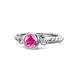 1 - Azalea Pink Sapphire and Diamond Three Stone Engagement Ring 