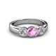 3 - Naava Lab Created Pink Sapphire and Diamond Three Stone Engagement Ring 