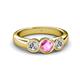 3 - Naava Lab Created Pink Sapphire and Diamond Three Stone Engagement Ring 