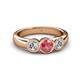 3 - Naava Pink Tourmaline and Diamond Three Stone Engagement Ring 