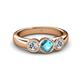3 - Naava London Blue Topaz and Diamond Three Stone Engagement Ring 